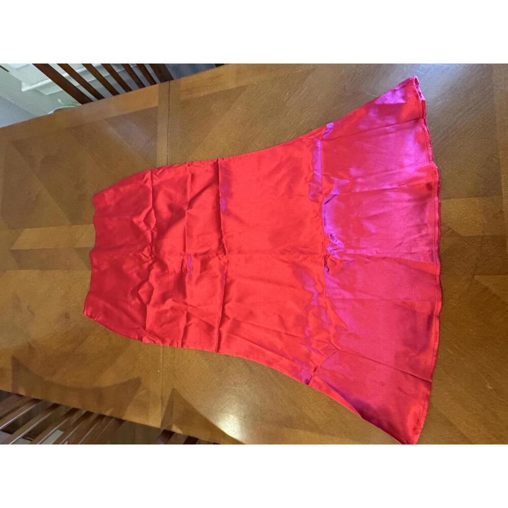 Elegant Red Satin Skirt with Flare Hem size medium
